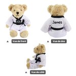 Ours en Peluche Personnalisé avec Texte en Uniforme de Taekwondo Cadeau Anniversaire pour Amateur de Taekwondo