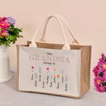 Gepersonaliseerde This Is Mom Oma Hoort Bij Jute Draagtas met 1-16 Geboorte Bloemen en Naam Moederdag Verjaardagscadeau voor haar