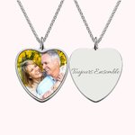 Collier Cœur Personnalisé avec Photo et Gravure Bijou en Acier Inoxydable Cadeau Anniversaire Fête Souvenir pour Femme