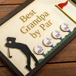 Personalised Best Grandpa by Par Wooden Golf Sign with Name Wall Decor Father's Day Birthday Gift for Men