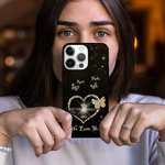 Personalisierte Sternenhimmel Herz Muster Telefon Fall mit Schmetterling und Name Muttertag Geburtstag Geschenk für Mama Oma