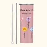 Gobelet Acier Inoxydable 600ml Personnalisé Nom et 1-13 Fleurs de Naissance Jardin de Grand-mère Cadeau de Fête des Mères pour Elle