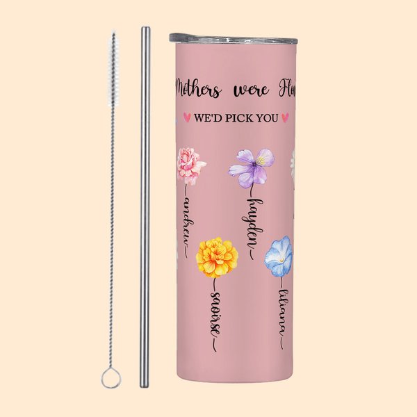 Personalisierte Omas Garten 1-13 Geburt Blumen 20oz gerade Skinny Tumbler mit Namen Muttertag Geschenk für sie