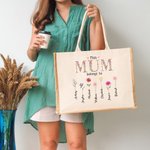 Gepersonaliseerde This Is Mom Oma Hoort Bij Jute Draagtas met 1-16 Geboorte Bloemen en Naam Moederdag Verjaardagscadeau voor haar