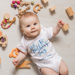 Personalized Heart Print 100% Cotton T-shirt Baby Onesie with Name Matching Outfit Our First Mother's Day Gift for New Mom Baby