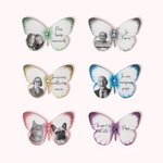 Broche Papillon en Soie Personnalisée avec Photo et Cristal Cadeau Mariage Fête pour Jeune Mariée ou Diplômée