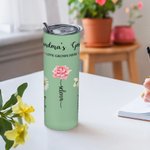 Gobelet Acier Inoxydable 600ml Personnalisé Nom et 1-13 Fleurs de Naissance Jardin de Grand-mère Cadeau de Fête des Mères pour Elle