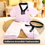 Ours en Peluche Personnalisé avec Texte en Uniforme de Taekwondo Cadeau Anniversaire pour Amateur de Taekwondo