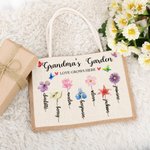 Personalisierte große Kapazität Geburt Blume Jute Tasche mit Text und 1-13 Namen Tote Bag Muttertag Geburtstag Geschenk für Oma Mutter