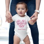 Personalized Heart Print 100% Cotton T-shirt Baby Onesie with Name Matching Outfit Our First Mother's Day Gift for New Mom Baby
