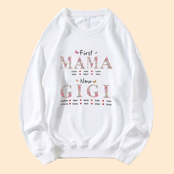 Personalized Colorful Floral Embroidery Sweatshirt with Kid Names Birthday Mother's Day Gift for Grandma