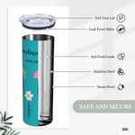 Gobelet Acier Inoxydable 600ml Personnalisé Nom et 1-13 Fleurs de Naissance Jardin de Grand-mère Cadeau de Fête des Mères pour Elle