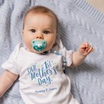 Personalized Heart Print 100% Cotton T-shirt Baby Onesie with Name Matching Outfit Our First Mother's Day Gift for New Mom Baby