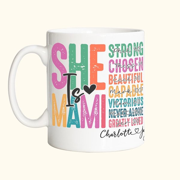Tasse en Céramique Personnalisée avec 1-16 Noms d'Enfants Mug à Lettre Colorée Cadeau de Fête des Mères pour Maman Grand-mère