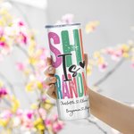 Personalisierte bunten Buchstaben Sie ist Mama 20oz Skinny Tumbler mit 1-16 Kinder Namen und Bibelvers Muttertag christliches Geschenk für Mama Oma