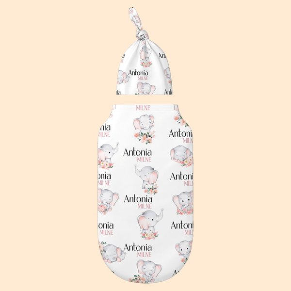 Sac de Couchage et Bonnet Personnalisés avec Nom Cadeau de Fête des Mère de Douche de Bébé pour Bébé Nouveau-né