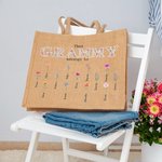 Personalized This Grandma Mom Belongs To Jute Tote Bag with 1-16 Floral Birth Flowers and Names Mother's Day Gift for Her