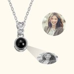 Personalised Sterling Silver Double Heart Photo Projection Necklace with I Love You in 100 Languages Birthday Anniversary Gift for Her