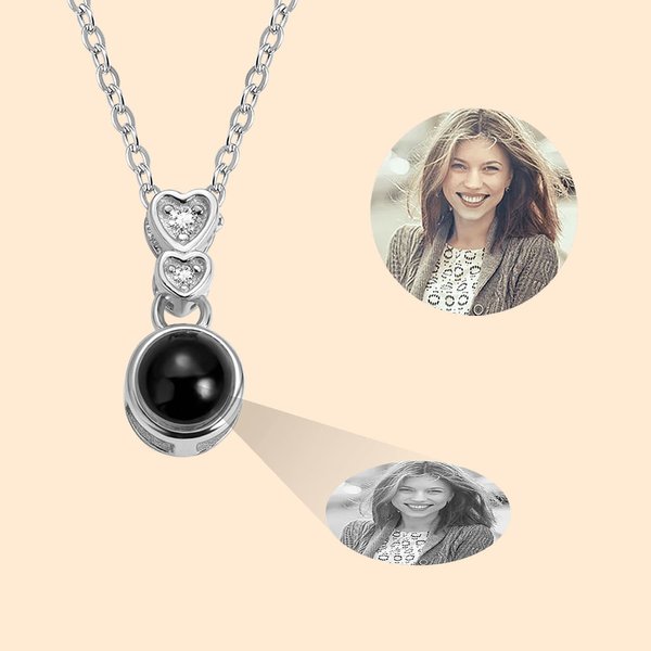 Sterling Silver Heart Photo Projection Necklace