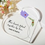 Personalisierte Long Distance State Map Herz Acryl Plaque mit Namen Home Dekoration Muttertag Vatertag Geschenk für Familie
