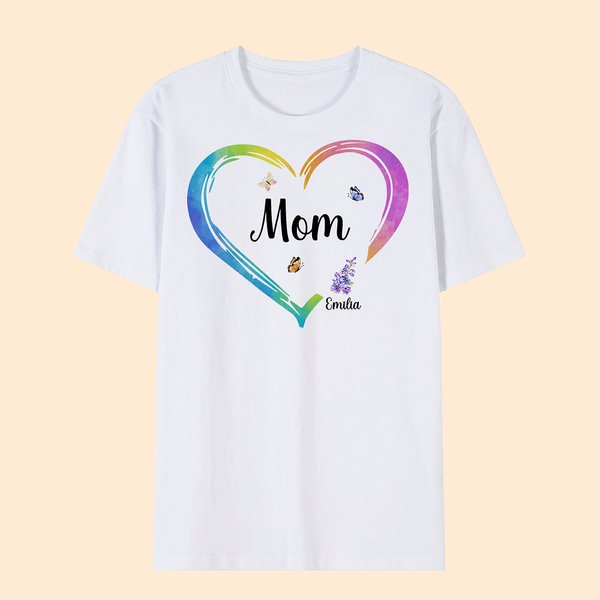 Personalizada Nacimiento Flor Corazón Camiseta con nombre Día de la Madre Día del Padre Cumpleaños Regalo para la familia