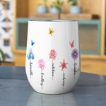Vaso de Vino de 12oz Personalizado Grandma's Garden Birth Flower Día de la Madre Regalo de Cumpleaños para Mujer