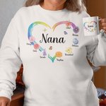 Sweatshirt Personnalisé avec Nom et Fleur de Naissance Cadeau d'Anniversaire Fête des Mères Fête des Pères pour la Famille