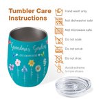 Vaso de Vino de 12oz Personalizado Grandma's Garden Birth Flower Día de la Madre Regalo de Cumpleaños para Mujer
