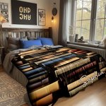 Gepersonaliseerde Retroontwerp Bibliotheek Boek Zachte Deken met Naam Verjaardag Leescadeau voor Boekenliefhebber