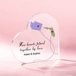 Personalisierte Long Distance State Map Herz Acryl Plaque mit Namen Home Dekoration Muttertag Vatertag Geschenk für Familie