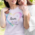 Personalizada Nacimiento Flor Corazón Camiseta con nombre Día de la Madre Día del Padre Cumpleaños Regalo para la familia