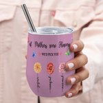 Vaso de Vino de 12oz Personalizado Grandma's Garden Birth Flower Día de la Madre Regalo de Cumpleaños para Mujer