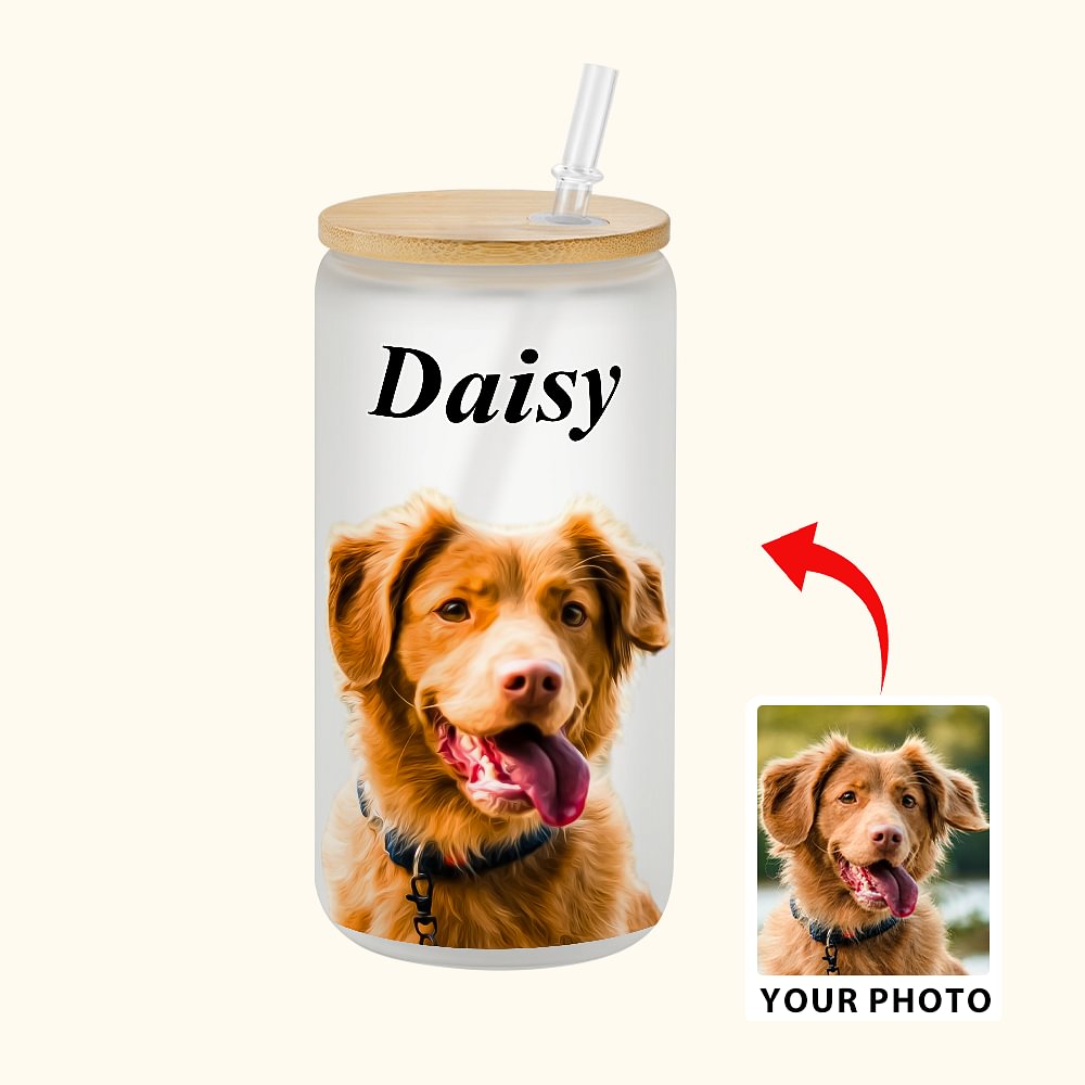 Verre Givré Personnalisé avec Nom et Photo Animal Cadeau Anniversaire pour Propriétaire Animal de Compagnie