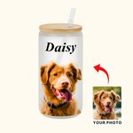 Personalized Per Portrait Oil Painting 20oz Frosted Glass Cup with Name Birthday Anniversary Gift for Pet Lover