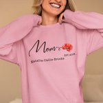 Personalised Multicolour Birth Flower T-Shirt Sweatshirt with Names and Year Mother’s Day Gift for Mom Grandma