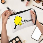 Personalisierte Multicolor Pickleball Leinen Kosmetiktasche mit Namen und Handgelenkband Geburtstag Team Geschenk für Pickleball Spieler Liebhaber