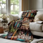 Gepersonaliseerde Retroontwerp Bibliotheek Boek Zachte Deken met Naam Verjaardag Leescadeau voor Boekenliefhebber