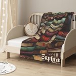 Gepersonaliseerde Retroontwerp Bibliotheek Boek Zachte Deken met Naam Verjaardag Leescadeau voor Boekenliefhebber