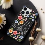 Personalized Holding Hands Watercolor Flower Phone Case for iPhone with Kid Names Mother's Day Birthday Gift for Mom Grandma