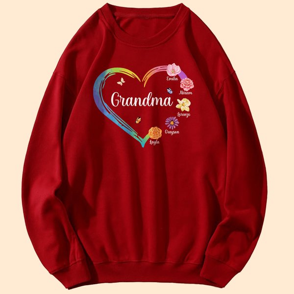 Sweatshirt Personnalisé avec Nom et Fleur de Naissance Cadeau d'Anniversaire Fête des Mères Fête des Pères pour la Famille