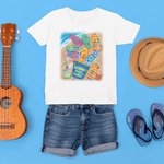 Camiseta infantil personalizada con diseño de zapatilla de playa 100% algodón con 1-8 nombres Regalo para el Día de la Madre Día del Padre para niños