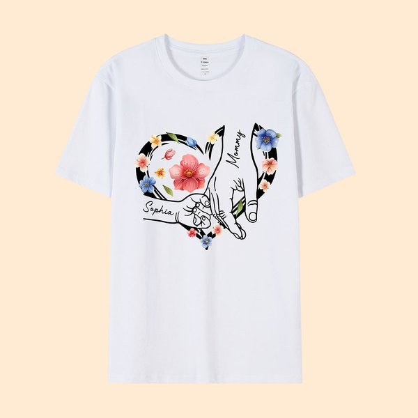 Personalisierte Holding Oma Hände Floral Heart T-shirt Sweatshirt Multicolor verfügbar Muttertag Geburtstag Geschenk für Mama Oma