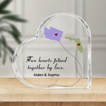 Personalisierte Long Distance State Map Herz Acryl Plaque mit Namen Home Dekoration Muttertag Vatertag Geschenk für Familie