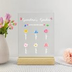 Gepersonaliseerd Kleurrijk Geboortebloem LED Nachtlampje met Houten Voet en Naam Home Decoratie Moederdag Cadeau voor Moeder Oma