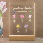 Gepersonaliseerd Kleurrijk Geboortebloem LED Nachtlampje met Houten Voet en Naam Home Decoratie Moederdag Cadeau voor Moeder Oma