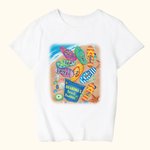 Camiseta infantil personalizada con diseño de zapatilla de playa 100% algodón con 1-8 nombres Regalo para el Día de la Madre Día del Padre para niños