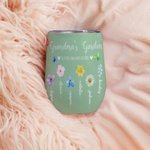 Vaso de Vino de 12oz Personalizado Grandma's Garden Birth Flower Día de la Madre Regalo de Cumpleaños para Mujer