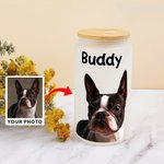 Personalized Per Portrait Oil Painting 20oz Frosted Glass Cup with Name Birthday Anniversary Gift for Pet Lover