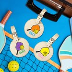 Personalisierte einstellbare Pickleball Leder Gepäckanhänger mit ID-Etikett-Halter und Name Geburtstag Reisegeschenk für Pickleball Spieler Liebhaber