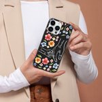 Personalized Holding Hands Watercolor Flower Phone Case for iPhone with Kid Names Mother's Day Birthday Gift for Mom Grandma